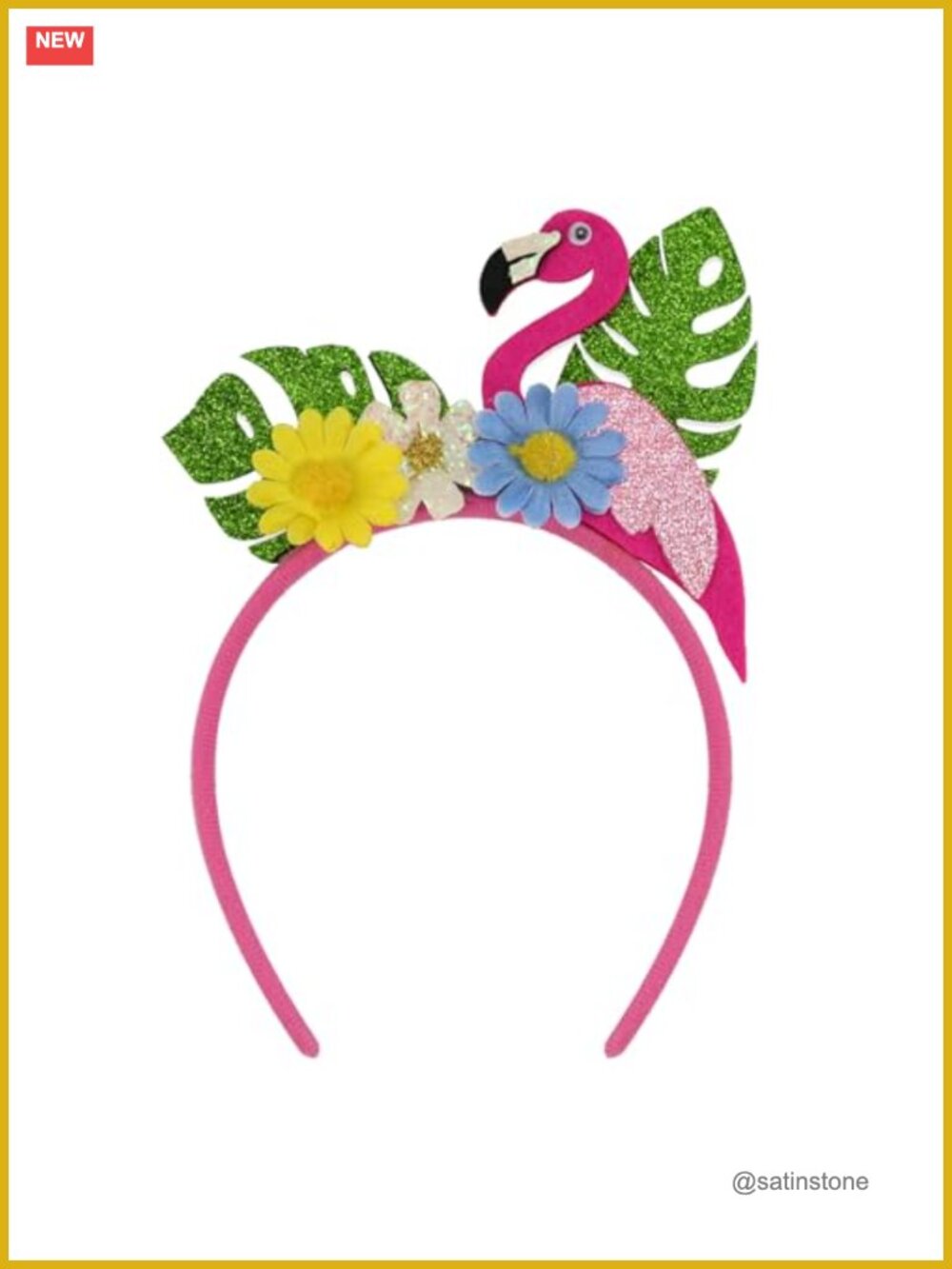 Hawaiian Flamingo Flower Headband Tropical Beach Party Hair Accessory